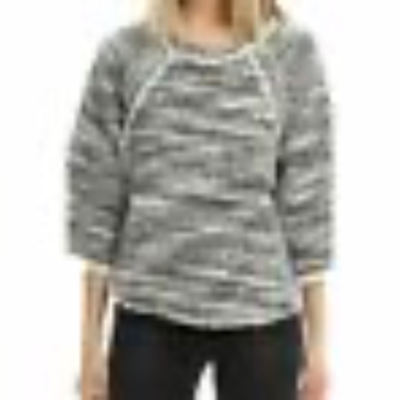 IRO LICIA Frayed Tweed Knit Top, 3/4 Sleeve, Fringe Detail,  Large - Picture 2 of 11